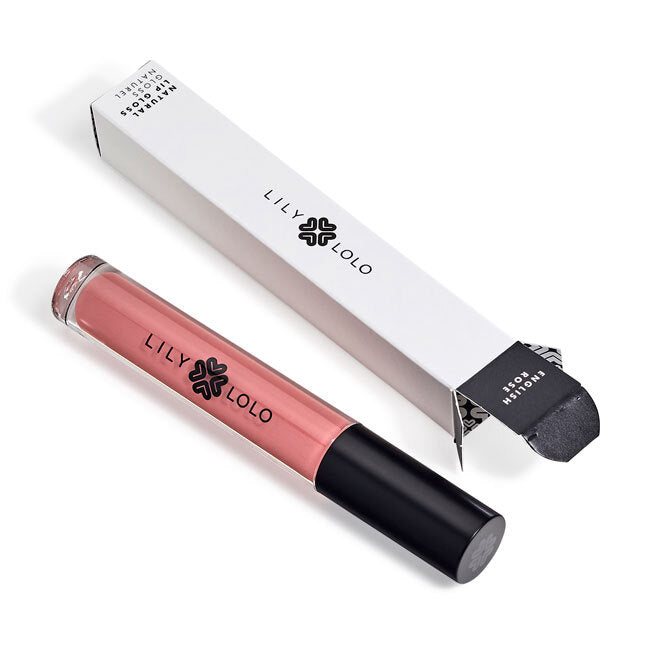 Lily Lolo Natural Lip Gloss Damson Dusk packaging box — sheer mauve gloss gluten-free GMO-free