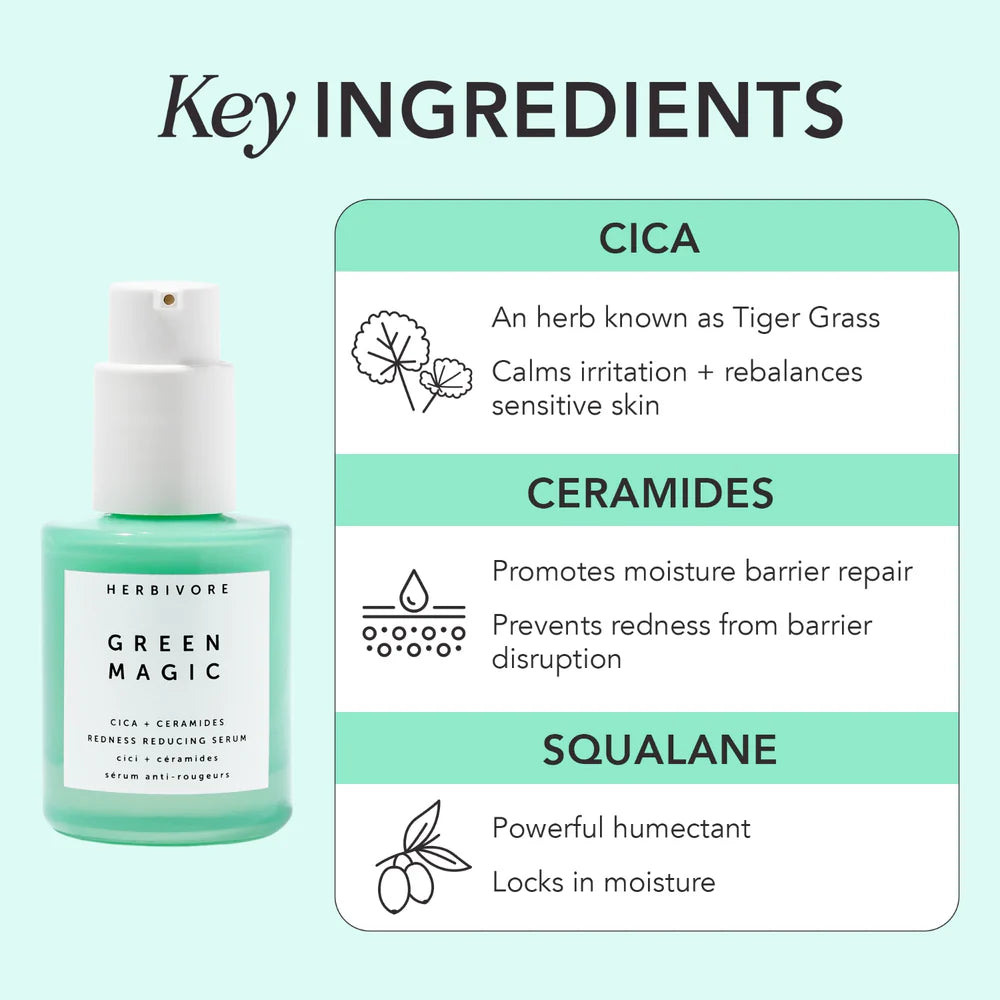 Herbivore Botanicals Green Magic Cica + Ceramides Redness-Reducing Serum
