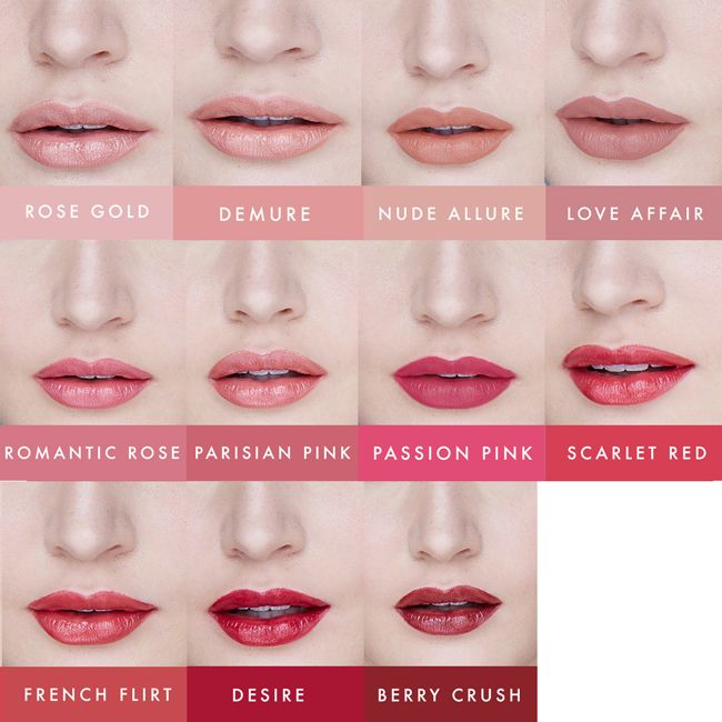 Lily Lolo Lipstick Shade Guide. Gluten Free. GMO Free.