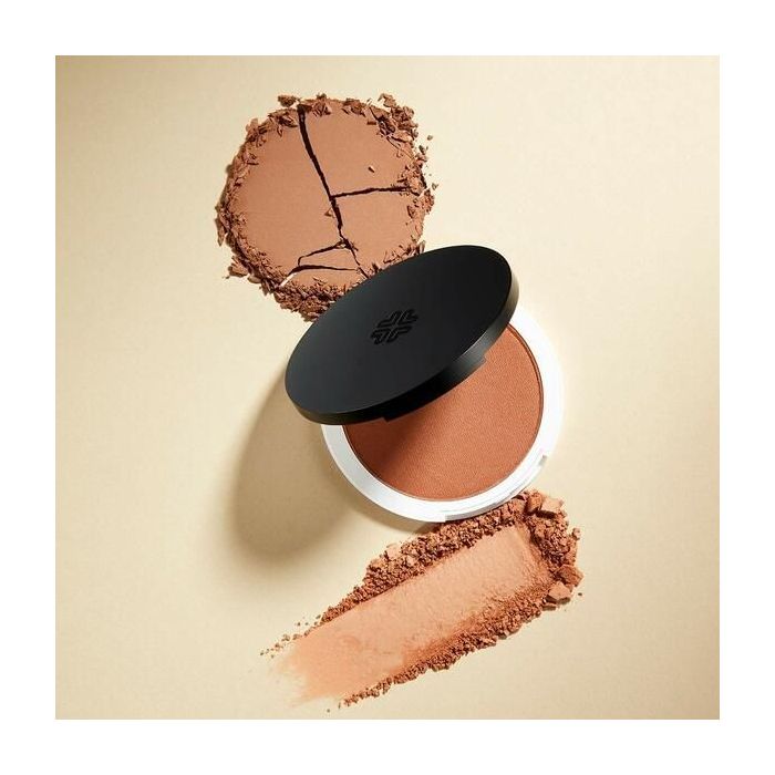 Lily Lolo Miami Beach Pressed Bronzer swatch — matte light tan shade for fair and pale skin tones