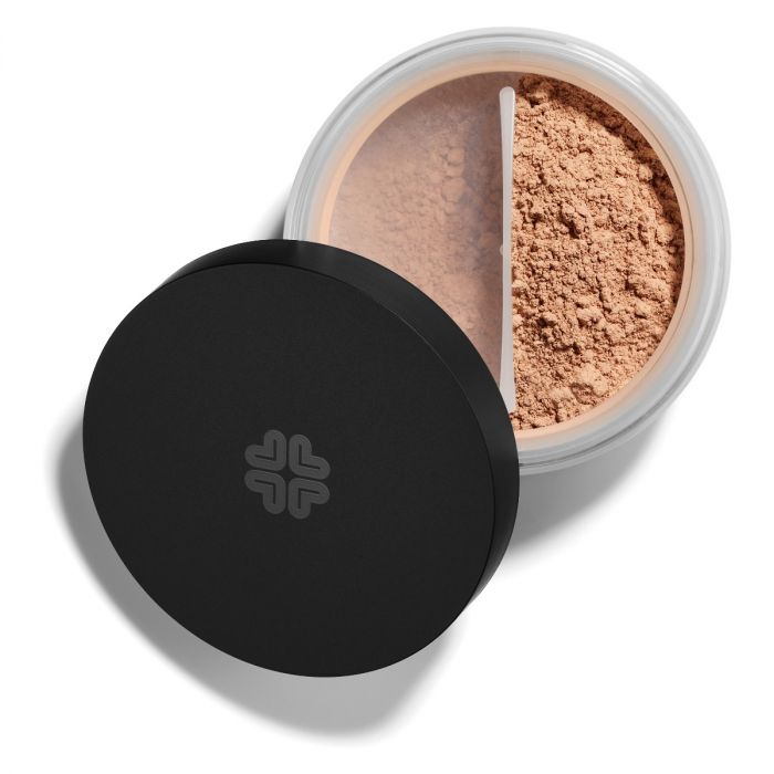 Lily Lolo Cool Caramel Mineral Foundation: Vegan. Gluten Free. GMO Free. Cruelty Free.  A medium foundation shade with cool undertones.