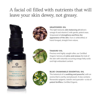 Annmarie Skin Care Herbal Facial Oil for Normal & Combination Skin (15ml)