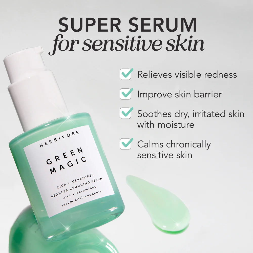 Herbivore Botanicals Green Magic Cica + Ceramides Redness-Reducing Serum