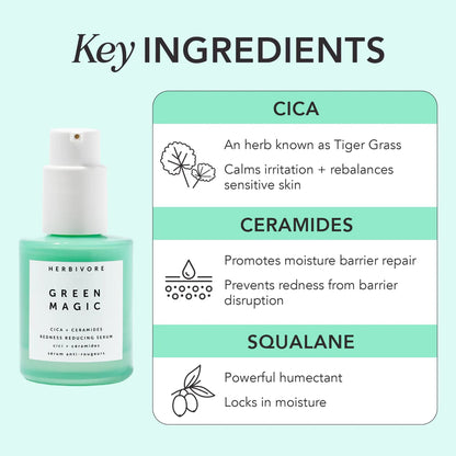 Herbivore Botanicals Green Magic Cica + Ceramides Redness-Reducing Serum
