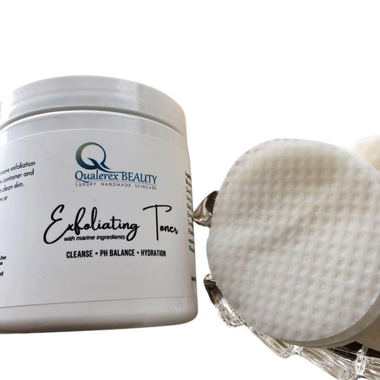 Qualerex Beauty Exfoliating Facial Toner Pads with Marine Ingredients • Chemical & Physical Exfoliation