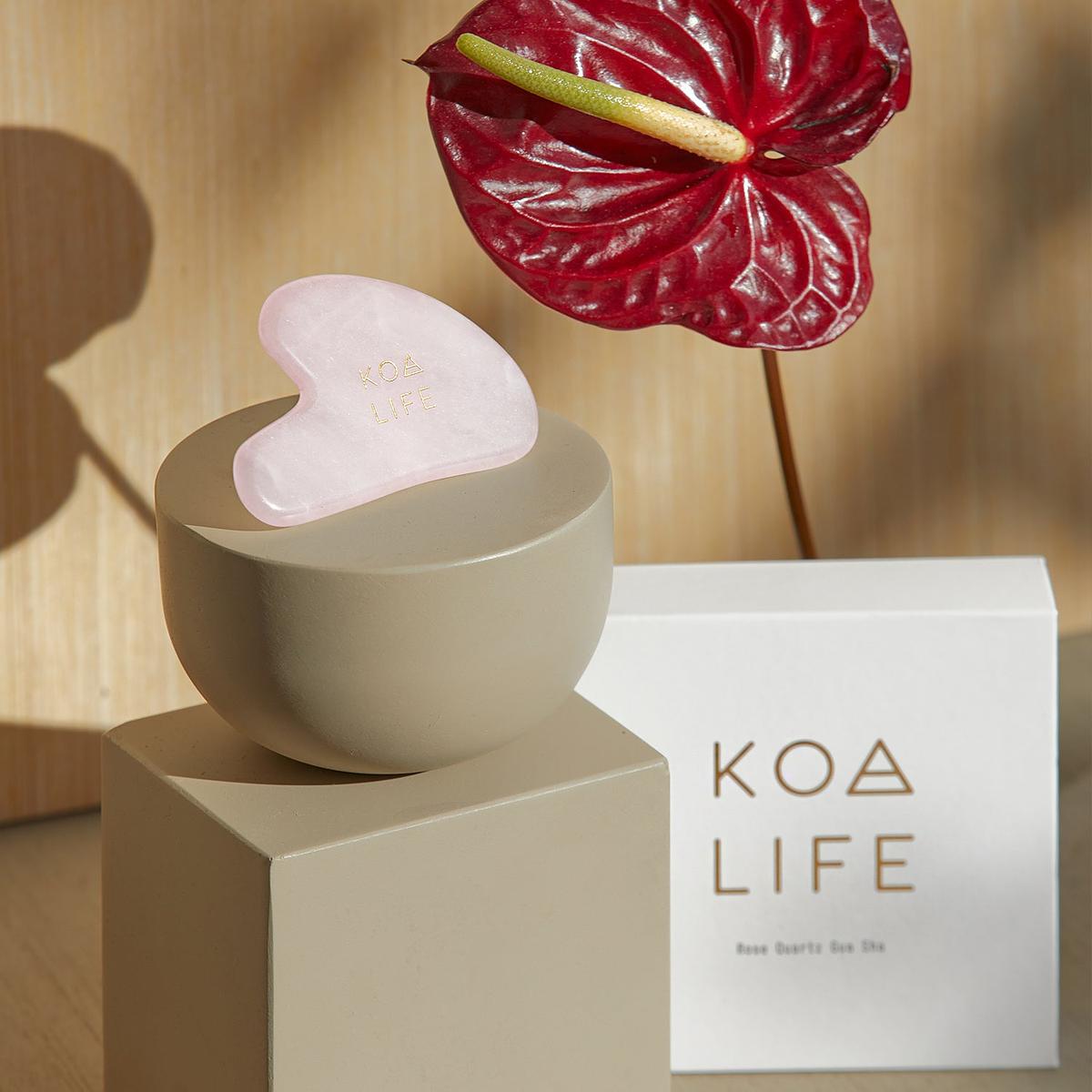 Koa Life Gua Sha | Natural Rose Quartz Stone